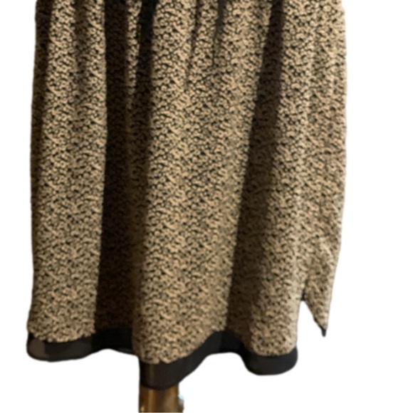 Size 12 A.N.A. black & tan graphic print sleeveless lined Bohemian dress - Picture 8 of 14